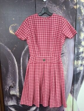 Sherri Classics  Pink and Red Gingham Short Sleeve Dress Vintage 60's